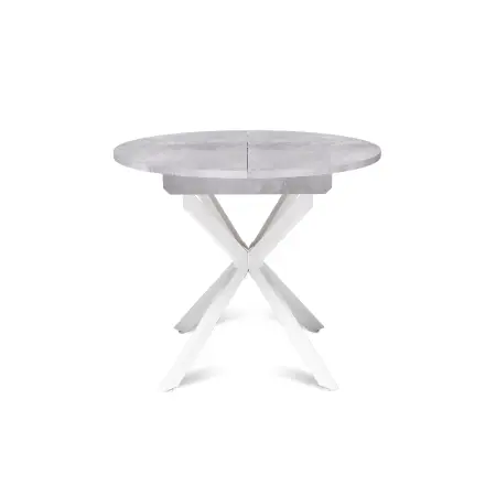 Стол круглый раздвижной Твист (90+30) цемент светлый / опоры белые
