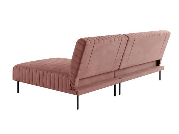 Baccara диван-кровать с шезлонгом, без подлокотников, бархат пудровый 15