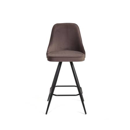 Стул барный Оливер поворотный 360 градусов, бархат коричневый 12/ чёрный конус