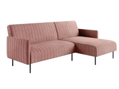 Baccara диван-кровать с шезлонгом, с подлокотниками, бархат пудровый 15